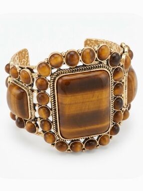 NWT ⚜️🤎⚜️ NATASHA Bohemian Golden Tone & Brown Stones Bracelet